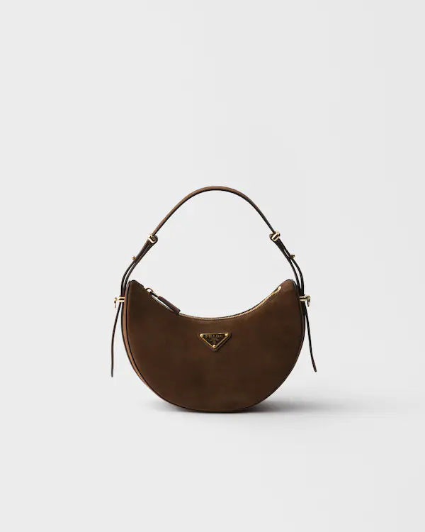 Bolso bandolera mini de ante Prada Arqué