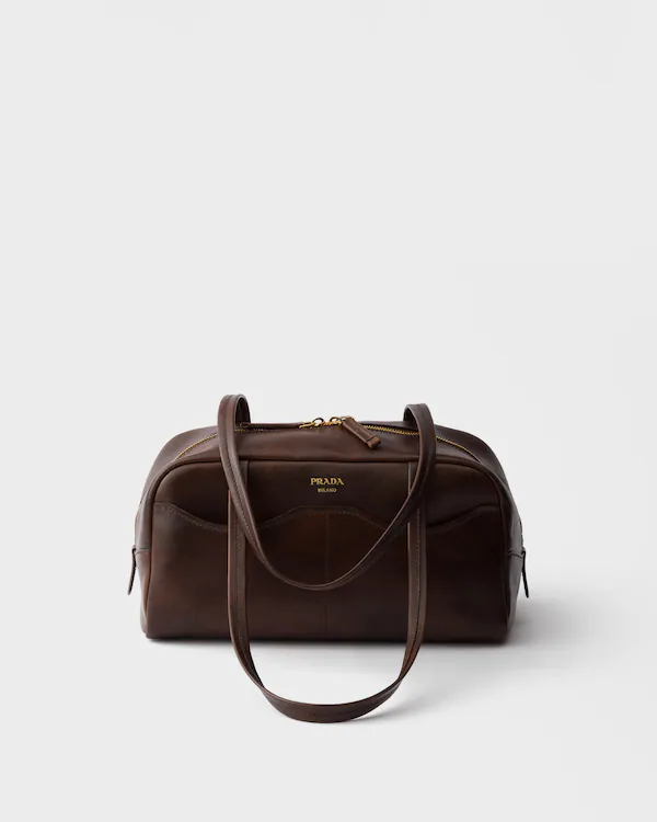 Bolso de mano grande de cuero envejecido Prada