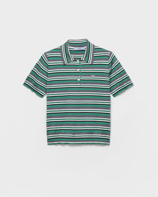 Camiseta de piqué de algodón con rayas de mangas cortas