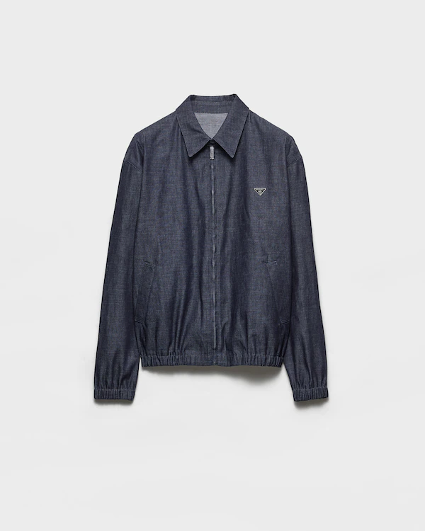 Chambray denim blusón con cremallera