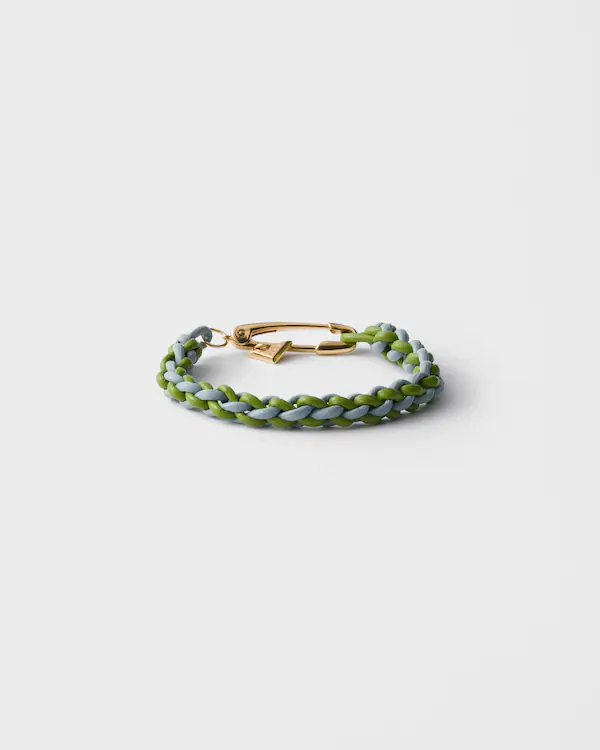 Pulsera de cuero napa trenzado con adorno metálico