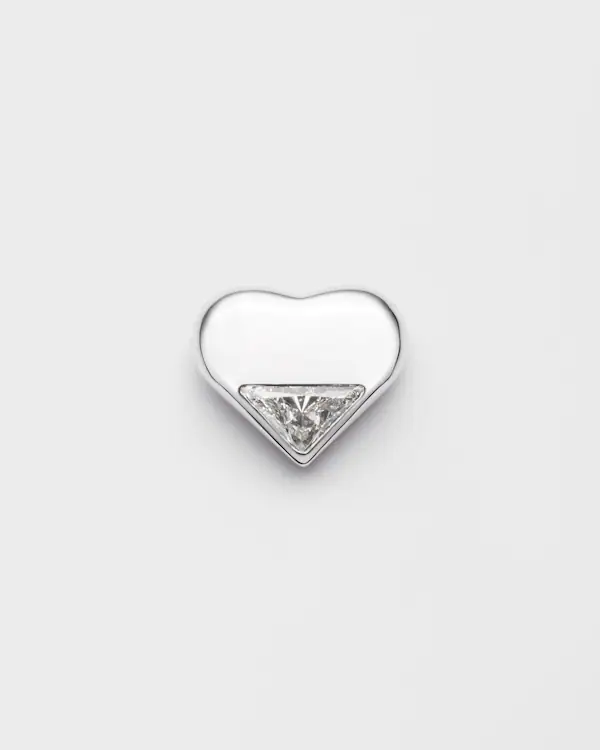 Aro individual de corazón nano de oro eterno en oro blanco con diamante cultivado en laboratorio