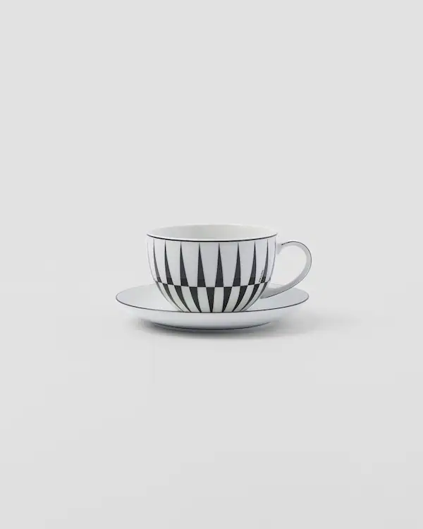 Juego de dos tazas de té de porcelana - Rayas