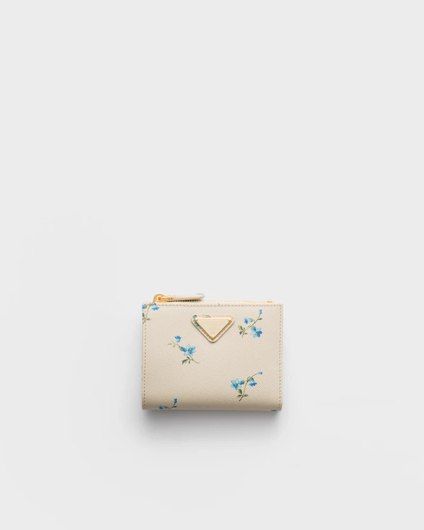 Billetera de cuero Saffiano estampado pequeña