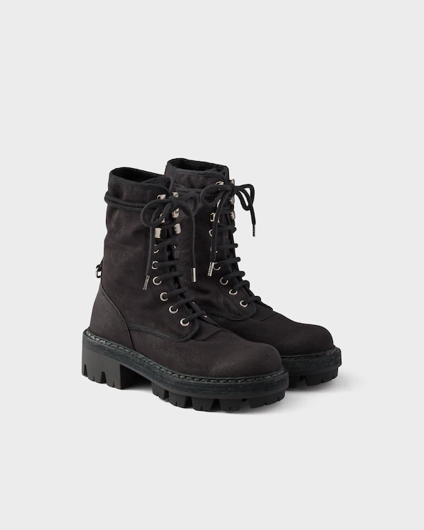 Botas de tobillo con cordones de lona