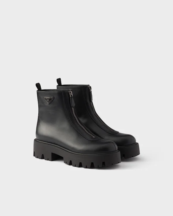 Botines con cremallera de cuero