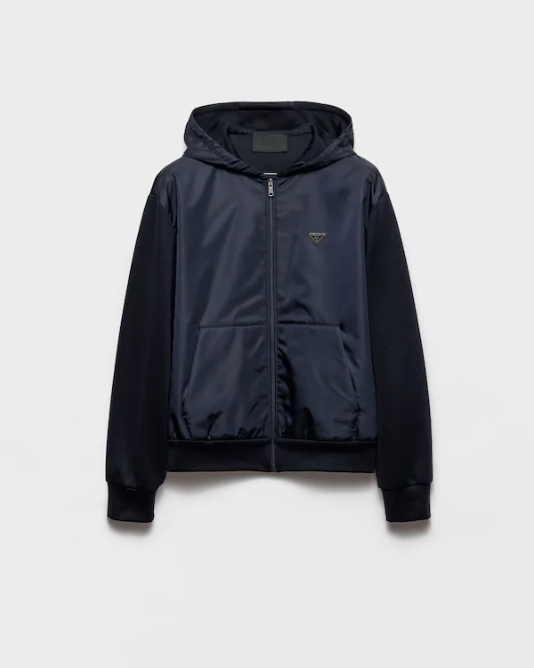 Sudadera de algodón técnico y Re-Nylon