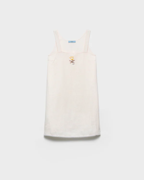 Mini vestido de tejido con relieve bordado