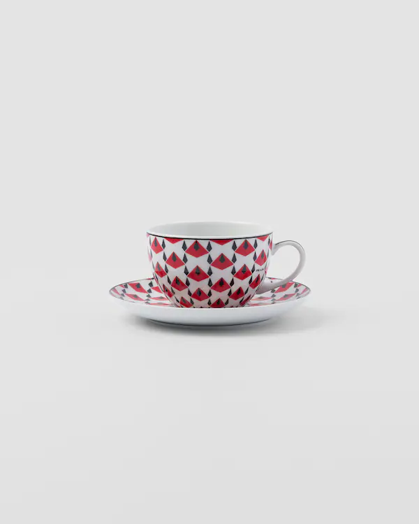 Juego de dos tazas de cappuccino de porcelana - Rojo Viena