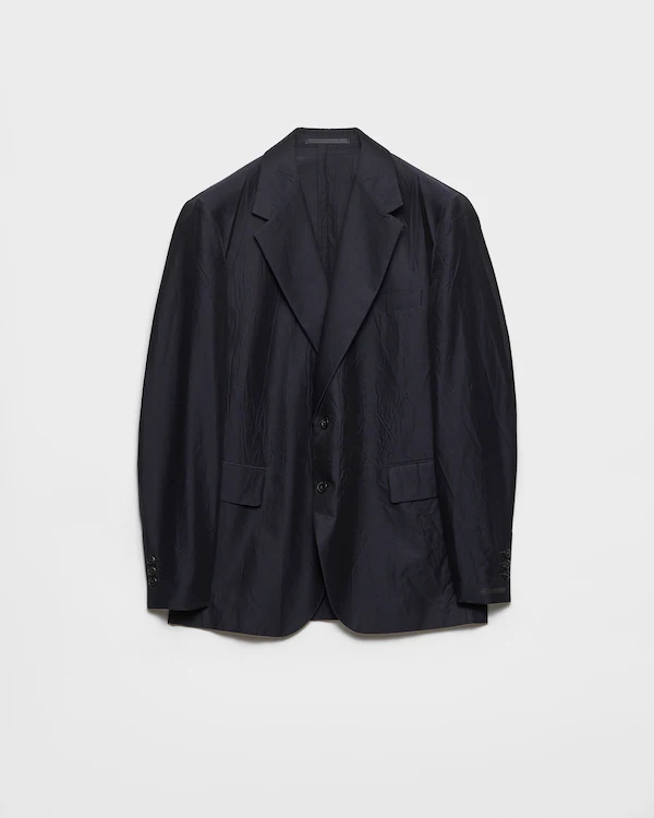Chaqueta de algodón y seda de un solo botón