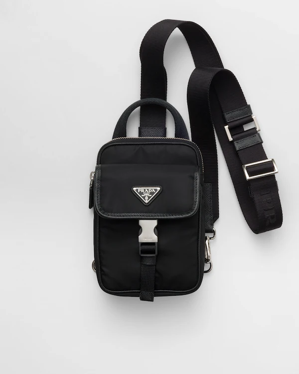Funda para teléfono de Re-Nylon y cuero Saffiano