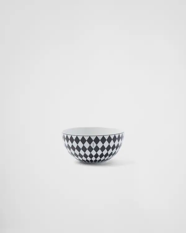 Juego de dos tazas de sopa de porcelana - Damero