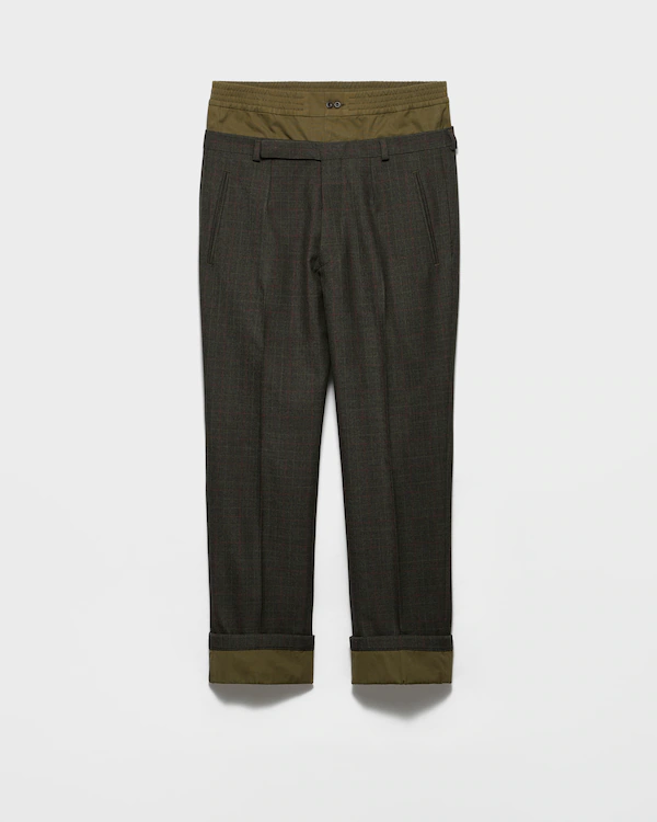 Pantalones de lana con detalles de algodón