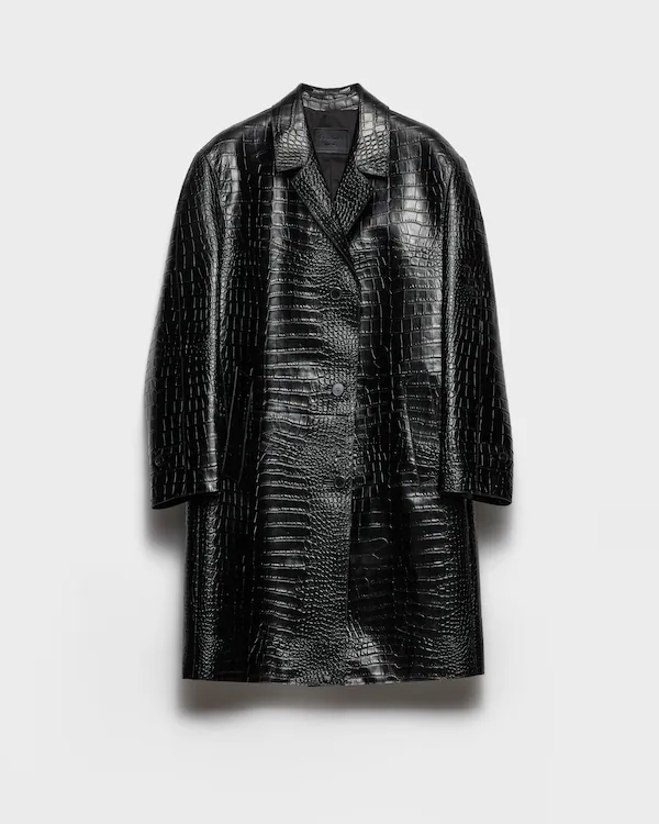 Chaqueta de cuero con estampado de cocodrilo