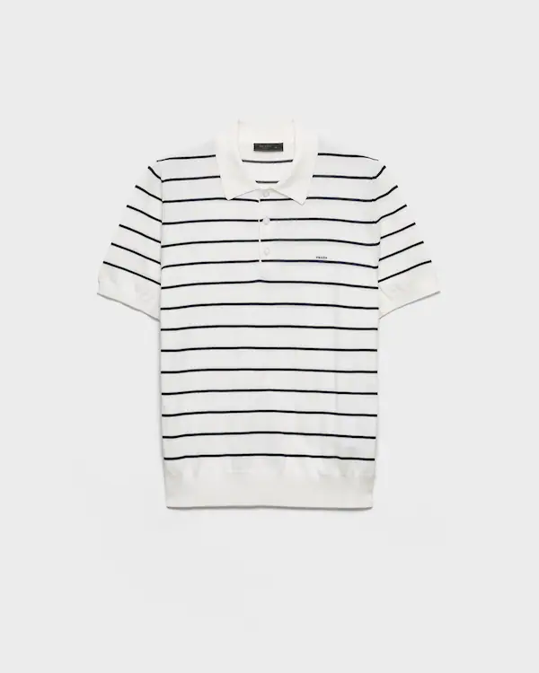 Camiseta polo de algodón con rayas de mangas cortas