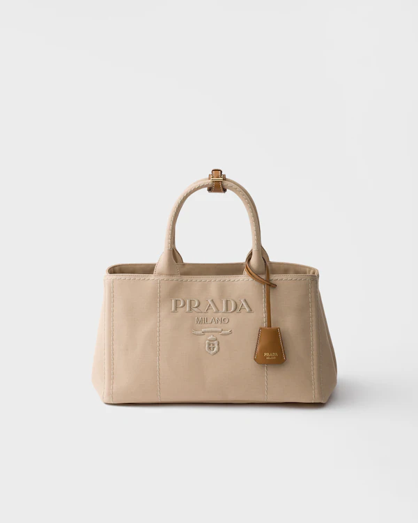 Bolso de mano de lona de algodón grande Prada Jardinière