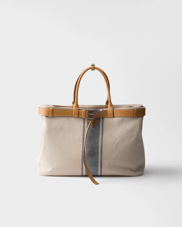 Bolso de lona y cuero con hebilla Prada
