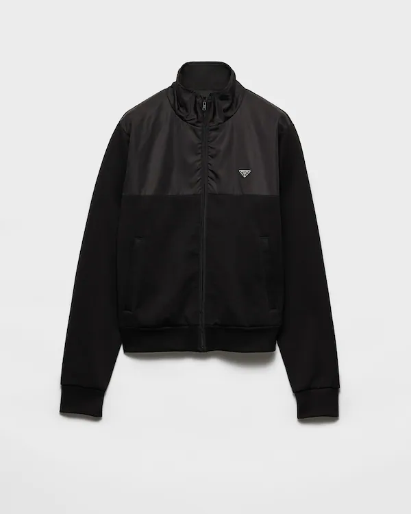 Chaqueta de felpa de algodón con detalles de Re-Nylon