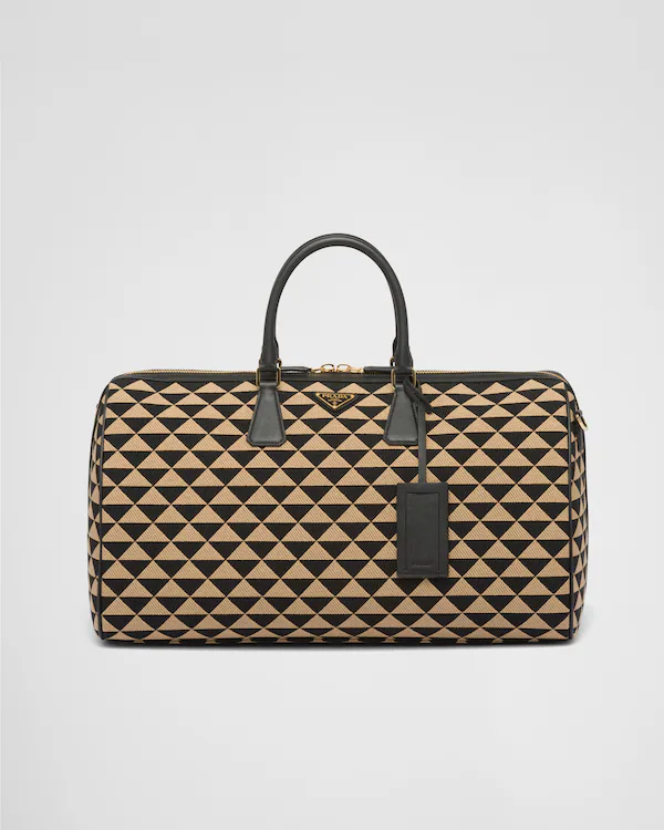 Bolsa de viaje de tela con bordado Prada Symbole grande